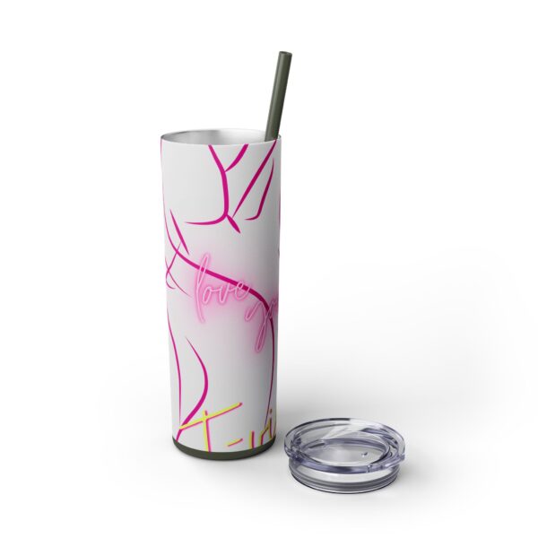 Pink Splatter Skinny Tumbler with Straw, 20oz - Image 60
