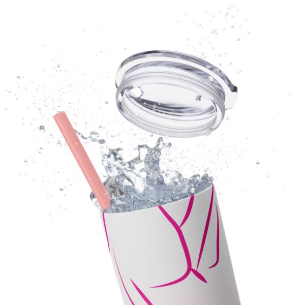 Pink Splatter Skinny Tumbler with Straw, 20oz - Image 8