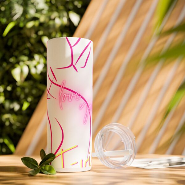 Pink Splatter Skinny Tumbler with Straw, 20oz - Image 72