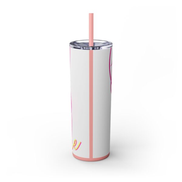Pink Splatter Skinny Tumbler with Straw, 20oz - Image 3
