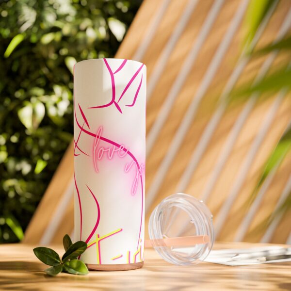 Pink Splatter Skinny Tumbler with Straw, 20oz - Image 45