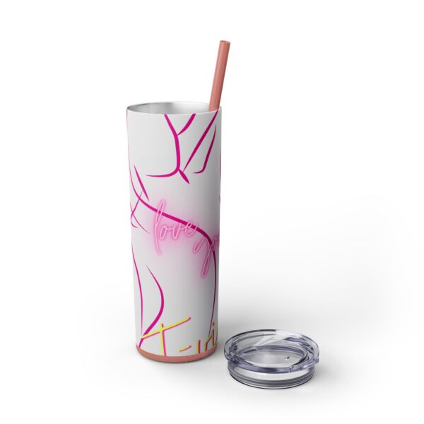 Pink Splatter Skinny Tumbler with Straw, 20oz - Image 24