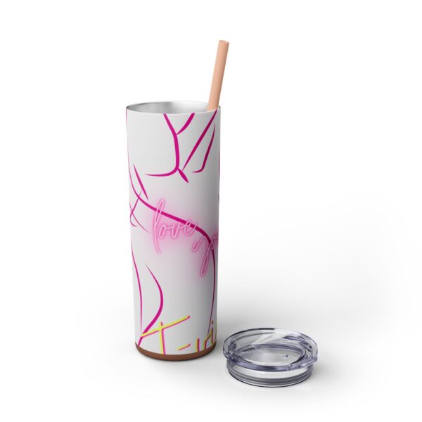 Pink Splatter Skinny Tumbler with Straw, 20oz - Image 42