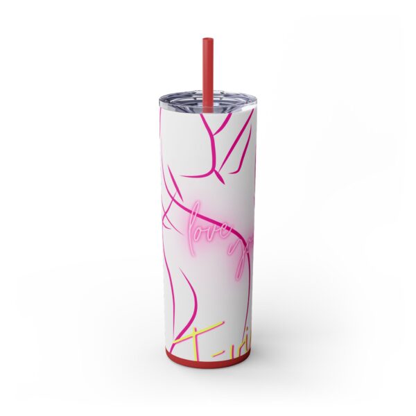 Pink Splatter Skinny Tumbler with Straw, 20oz - Image 46
