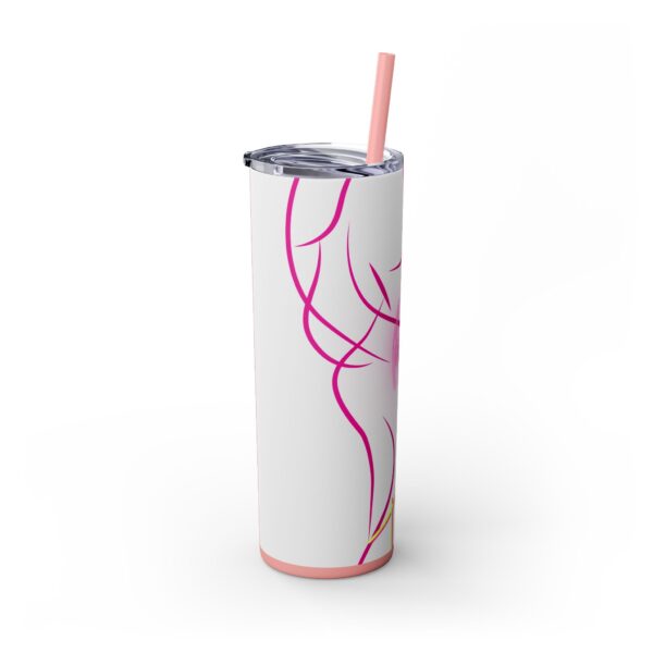 Pink Splatter Skinny Tumbler with Straw, 20oz - Image 2