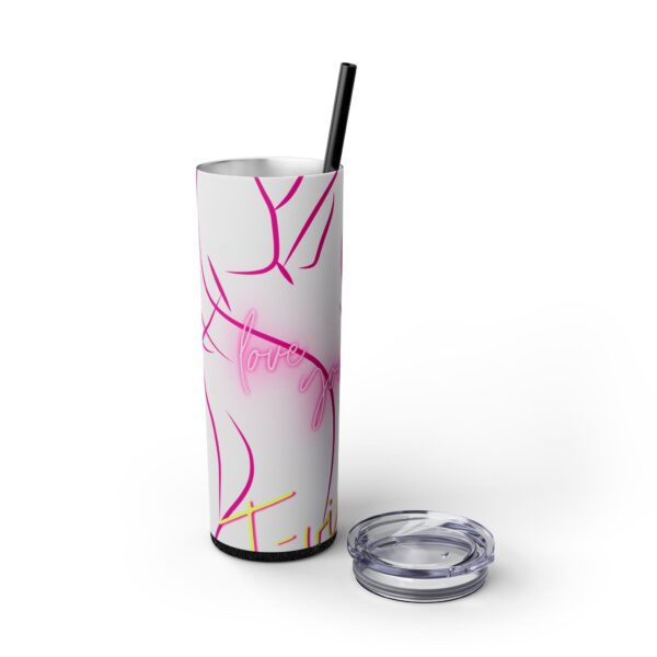Pink Splatter Skinny Tumbler with Straw, 20oz - Image 15