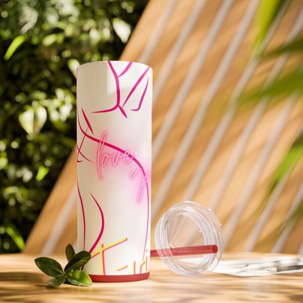 Pink Splatter Skinny Tumbler with Straw, 20oz - Image 54