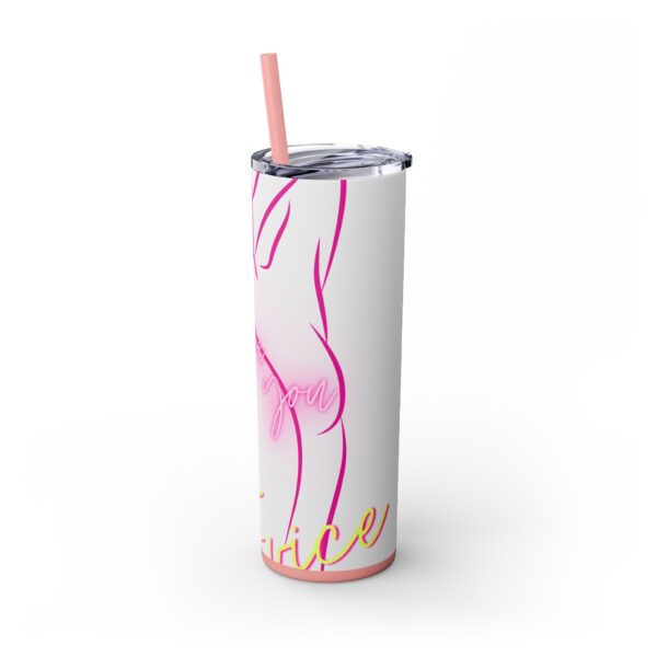 Pink Splatter Skinny Tumbler with Straw, 20oz - Image 4