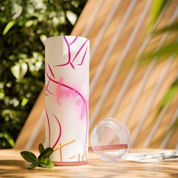 Pink Splatter Skinny Tumbler with Straw, 20oz - Image 27